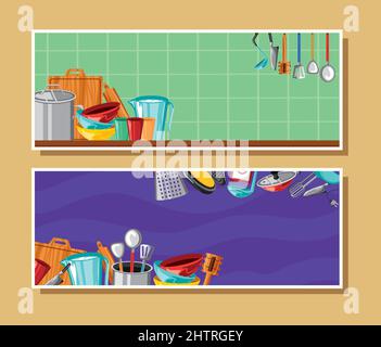 kitchen tools banners Stock Vector