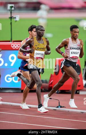 Joshua Cheptegei participating in the 2020 Tokyo Olympics in the 5000m ...