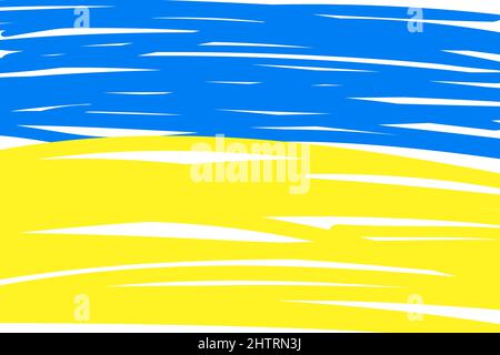 doodle vector hand drawn Ukraine flag with grunge effect. Blue and yellow Stock Vector