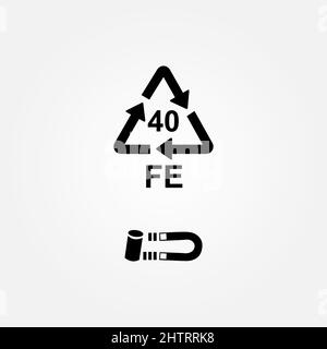 Ferrum recycling code FE 40 icon - vector illustration.  Stock Vector