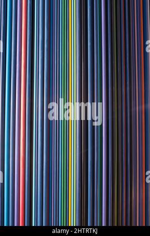 A wall of straight lines of all the colours Stock Photo