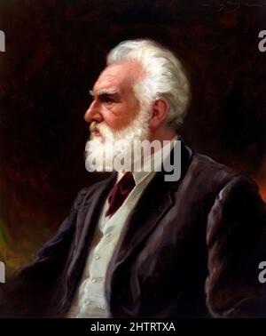 Alexander Graham Bell (1847-1922), the scottish born inventor of the first practical telephone, patented in 1876. Portrait by John Wycliffe Lowes Forster (1850-1938), oil on canvas, 1919 Stock Photo