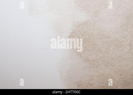 Plaster Cement Texture Surface, Building and Construction Process.white plaster on cement gypsum painted wall. grey beige background. Uneven overlay Stock Photo