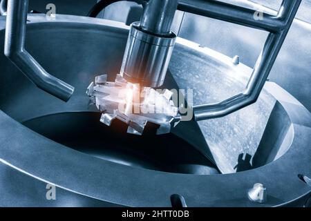 Reactors mixer of suspensions and solutions. Manufacture of pharmaceutical industry. Production of suspensions, solutions for tablets. Stock Photo
