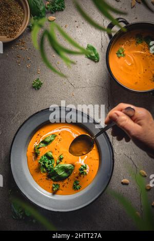 A top view of a person cooking in a kitchen Stock Photo - Alamy