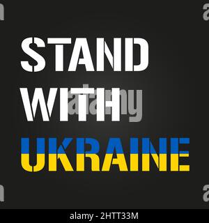 Stand With Ukraine slogan. Concept save Ukraine from Russia and please stop war. Ukrainian text in color of the flag. Pray For Ukraine peace. The whol Stock Vector