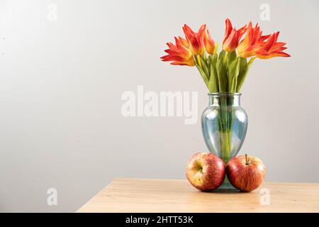 Still life shots of artificial flowers in vase. home studio set ups. Stock Photo