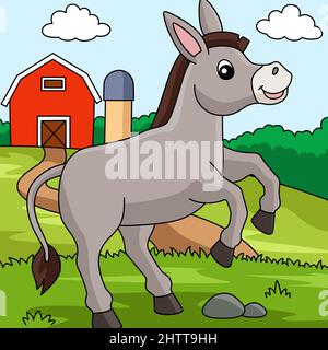 Donkey Cartoon Colored Animal Illustration Stock Vector