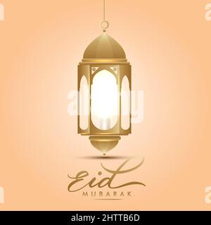 Eid mubarak, Eid al adha, Eid al fitr, realistic islamic lamp lantern vector design Stock Vector