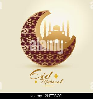 Eid mubarak, Eid al adha, Eid al fitr, greetings, celebration, calligraphy 3d card poster vector banner design Stock Vector