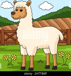 Llama Cartoon Colored Animal Illustration Stock Vector