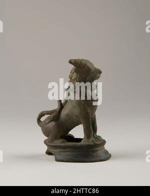 Art inspired by Horned Lion (Vyala), Pallava period, ca. 8th century, India (Tamil Nadu), Bronze, H. 3 3/4 in. (9.5 cm); W. 2 in. (5.1 cm); D. 2 1/2 in. (6.4 cm), Sculpture, Classic works modernized by Artotop with a splash of modernity. Shapes, color and value, eye-catching visual impact on art. Emotions through freedom of artworks in a contemporary way. A timeless message pursuing a wildly creative new direction. Artists turning to the digital medium and creating the Artotop NFT Stock Photo