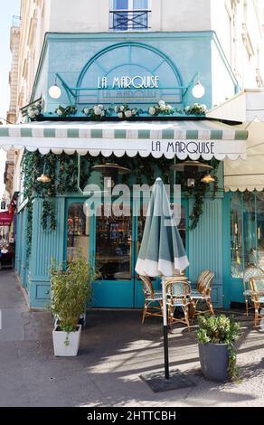 The traditional French restaurant La Marquise is located on