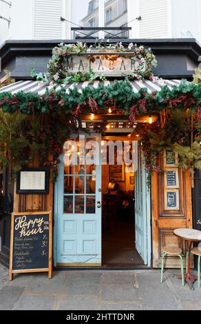 Paris, France-February 27, 2022 : The traditional French restaurant Malabar is located at Saint Dominique street , in the 7th district of Paris. Stock Photo