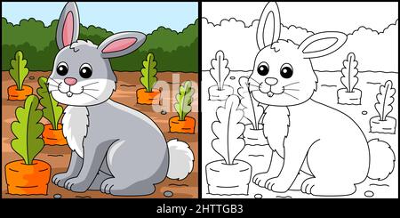 Rabbit Coloring Page Colored Illustration Stock Vector Image & Art - Alamy