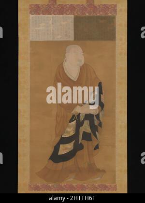 Art inspired by Portrait of Jion Daishi (Guiji), 慈恩大師像, Kamakura period (1185–1333), 14th century, Japan, Hanging scroll; ink and color on silk, Image: 59 1/4 x 30 1/4 in. (150.5 x 76.8 cm), Paintings, Guiji (632–682) was a Buddhist monk of the Tang dynasty; he is revered in Japan as, Classic works modernized by Artotop with a splash of modernity. Shapes, color and value, eye-catching visual impact on art. Emotions through freedom of artworks in a contemporary way. A timeless message pursuing a wildly creative new direction. Artists turning to the digital medium and creating the Artotop NFT Stock Photo