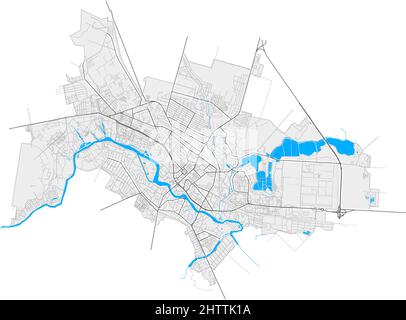 Bila Tserkva city map, Ukraine. Municipal administrative borders, black ...