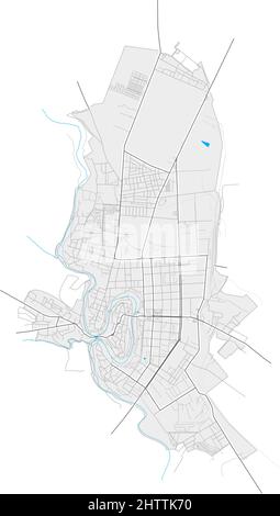 Kamianets-Podilskyi, Khmelnytskyi Oblast, Ukraine high resolution vector map with city boundaries and outlined paths. White additional outlines for ma Stock Vector