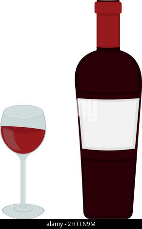 Vector illustration of a bottle and a glass of wine Stock Vector