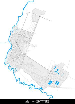 Varash, Rivne Oblast, Ukraine high resolution vector map with city boundaries and outlined paths. White additional outlines for main roads. Many detai Stock Vector