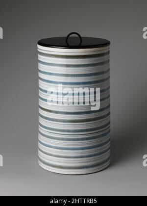 Art inspired by Water Jar with Striped Design, Edo period (1615–1868), late 18th century, Japan, Porcelain with underglaze blue decoration (Hizen ware), H. 8 in. (20.3 cm); Diam. 4 7/8 in. (12.4 cm), Ceramics, Classic works modernized by Artotop with a splash of modernity. Shapes, color and value, eye-catching visual impact on art. Emotions through freedom of artworks in a contemporary way. A timeless message pursuing a wildly creative new direction. Artists turning to the digital medium and creating the Artotop NFT Stock Photo