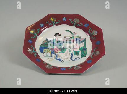 Art inspired by Plate, Qing dynasty (1644–1911), Qianlong period (1736–95), China, Porcelain, Diam. 8 3/8 in. (21.3 cm), Ceramics, Classic works modernized by Artotop with a splash of modernity. Shapes, color and value, eye-catching visual impact on art. Emotions through freedom of artworks in a contemporary way. A timeless message pursuing a wildly creative new direction. Artists turning to the digital medium and creating the Artotop NFT Stock Photo