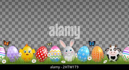 Happy easter background with colorful eggs, Stock Vector