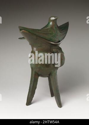 Art inspired by Covered Wine Cup, Shang dynasty (ca. 1600–1046 B.C.), China, Bronze, H. with lid 10 1/8 in. (25.7 cm); W. at spout 4 1/2 in. (11.4 cm), Metalwork, Classic works modernized by Artotop with a splash of modernity. Shapes, color and value, eye-catching visual impact on art. Emotions through freedom of artworks in a contemporary way. A timeless message pursuing a wildly creative new direction. Artists turning to the digital medium and creating the Artotop NFT Stock Photo