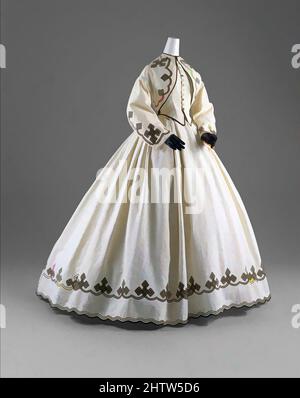 Promenade dress, 1862–64, American, cotton, In the 1860s, dress