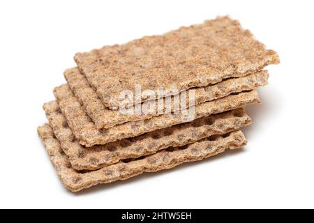 Crispy Whole Grain Bread Set Isolated on White Background. Healthy Eating and Diet Food Stock Photo