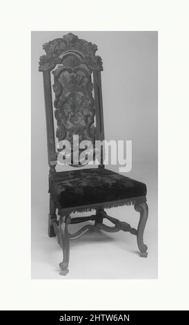 Art inspired by Chair (one of a pair), ca. 1688–1702, British, Walnut, cane, 52 × 21 × 18 1/2 in. (132.1 × 53.3 × 47 cm), Woodwork-Furniture, Classic works modernized by Artotop with a splash of modernity. Shapes, color and value, eye-catching visual impact on art. Emotions through freedom of artworks in a contemporary way. A timeless message pursuing a wildly creative new direction. Artists turning to the digital medium and creating the Artotop NFT Stock Photo