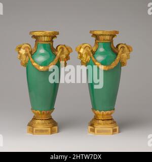 Art inspired by Pair of mounted vases (vase à monter), ca. 1765–70, French, Sèvres, Soft-paste porcelain, gilt bronze, 11 3/8 x 6 3/4 in. (28.9 x 17.1cm), Ceramics-Porcelain, Classic works modernized by Artotop with a splash of modernity. Shapes, color and value, eye-catching visual impact on art. Emotions through freedom of artworks in a contemporary way. A timeless message pursuing a wildly creative new direction. Artists turning to the digital medium and creating the Artotop NFT Stock Photo