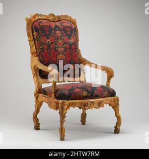 Art inspired by Armchair (fauteuil à la reine), ca. 1690–1710, French, Paris, Carved and gilded walnut, late 17th-century wool velvet (not original), H. 46-1/2 x W. 28 x D. 23-1/4 in. (118.1 x 71.1 x 59.1 cm), Woodwork-Furniture, In the most recent catalogue of the furniture at, Classic works modernized by Artotop with a splash of modernity. Shapes, color and value, eye-catching visual impact on art. Emotions through freedom of artworks in a contemporary way. A timeless message pursuing a wildly creative new direction. Artists turning to the digital medium and creating the Artotop NFT Stock Photo
