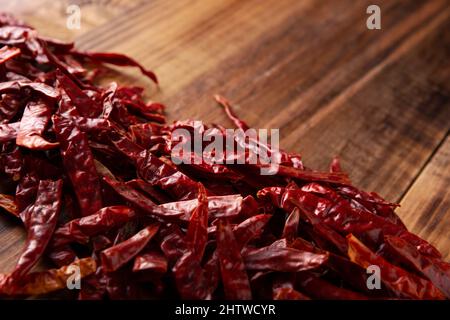 Chile de Arbol. This potent Mexican chili can be used fresh, powdered or dried for salsa preparation and a variety of Mexican dishes. Stock Photo