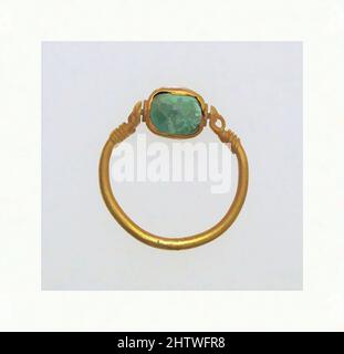 Art inspired by Ring with cable border, green paste, Gold, glass paste, Diameter: 13/16 in. (2 cm), Gold and Silver, Classic works modernized by Artotop with a splash of modernity. Shapes, color and value, eye-catching visual impact on art. Emotions through freedom of artworks in a contemporary way. A timeless message pursuing a wildly creative new direction. Artists turning to the digital medium and creating the Artotop NFT Stock Photo