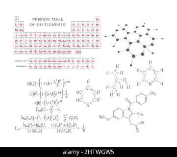 Chemistry and mendeleev table vector illustration isolated on white background. Stock Vector