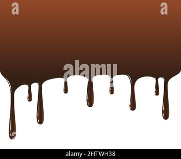 Chocolate drips vector illustration isolated on white background. Stock Vector