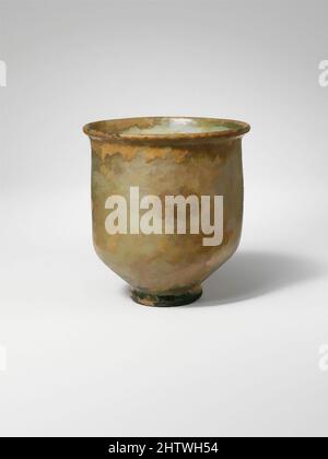 Art inspired by Glass beaker, Mid Imperial, 2nd–3rd century A.D., Roman, Glass; blown, Height: 3 3/16in. (8.1cm), Glass, Colorless with deep blue green tinge. Rounded, outsplayed rim; cylindrical body with sides expanding slightly downwards, then sloping in sharply to integral, thick, Classic works modernized by Artotop with a splash of modernity. Shapes, color and value, eye-catching visual impact on art. Emotions through freedom of artworks in a contemporary way. A timeless message pursuing a wildly creative new direction. Artists turning to the digital medium and creating the Artotop NFT Stock Photo