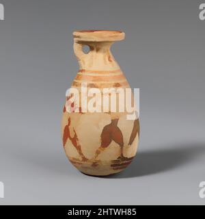 Art inspired by Terracotta alabastron (perfume vase), Late Corinthian I, 575–550 B.C., Greek, Corinthian, Terracotta; black-figure, H. 3 3/4 in. (9.5 cm), Vases, The blinding of Polyphemos The blinding of Polyphemos is one of the most dramatic episodes in the voyage of Odysseus, king, Classic works modernized by Artotop with a splash of modernity. Shapes, color and value, eye-catching visual impact on art. Emotions through freedom of artworks in a contemporary way. A timeless message pursuing a wildly creative new direction. Artists turning to the digital medium and creating the Artotop NFT Stock Photo
