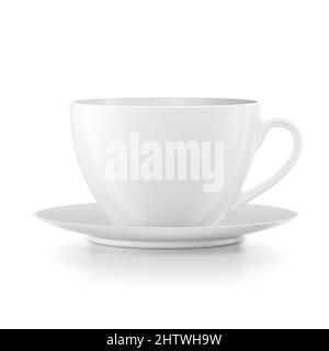Cup with saucer illustration isolated on white background. Stock Vector