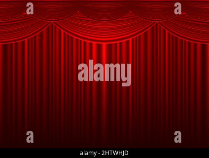 Red stage curtain illustration background. Stock Vector