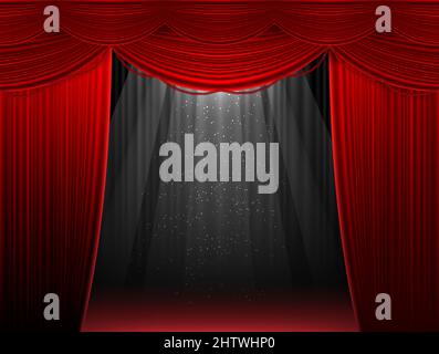 Red stage curtain illustration background Stock Vector