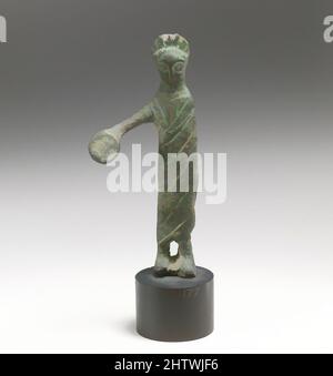 Art inspired by Statuette of a woman with phiale, Bronze, H.: 5 1/4 in. (13.3 cm), Bronzes, Classic works modernized by Artotop with a splash of modernity. Shapes, color and value, eye-catching visual impact on art. Emotions through freedom of artworks in a contemporary way. A timeless message pursuing a wildly creative new direction. Artists turning to the digital medium and creating the Artotop NFT Stock Photo