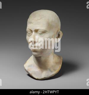 Art inspired by Marble bust of a man, Early Imperial, Julio-Claudian, A.D. 14–68, Roman, Marble, H.: 7 in. (17.8 cm), Stone Sculpture, The portrait depicts a man who is likely over forty years old, as suggested by the creases on the forehead and beside the nose as well as by the, Classic works modernized by Artotop with a splash of modernity. Shapes, color and value, eye-catching visual impact on art. Emotions through freedom of artworks in a contemporary way. A timeless message pursuing a wildly creative new direction. Artists turning to the digital medium and creating the Artotop NFT Stock Photo