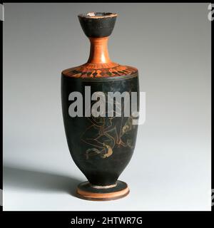 Art inspired by Terracottas lekythos (oil flask), Archaic, ca. 500–490 B.C., Greek, Attic, Terracotta; Six's technique, 7 1/16in. (18cm), Vases, Classic works modernized by Artotop with a splash of modernity. Shapes, color and value, eye-catching visual impact on art. Emotions through freedom of artworks in a contemporary way. A timeless message pursuing a wildly creative new direction. Artists turning to the digital medium and creating the Artotop NFT Stock Photo