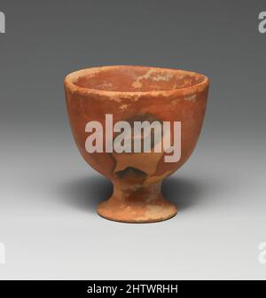 Art inspired by Terracotta footed cup, Early Minoan II, ca. 2600–2200 B.C., Minoan, Terracotta, H. 3 11/16 in. (9.4 cm), Vases, Mottled red and black ware cup with stemmed foot, Classic works modernized by Artotop with a splash of modernity. Shapes, color and value, eye-catching visual impact on art. Emotions through freedom of artworks in a contemporary way. A timeless message pursuing a wildly creative new direction. Artists turning to the digital medium and creating the Artotop NFT Stock Photo