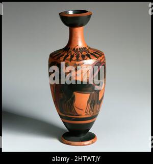 Art inspired by Lekythos, Late Archaic, early 5th century B.C., Greek, Attic, Terracotta; black-figure, H. 19.10 cm., Vases, Dionysos in a chariot, Classic works modernized by Artotop with a splash of modernity. Shapes, color and value, eye-catching visual impact on art. Emotions through freedom of artworks in a contemporary way. A timeless message pursuing a wildly creative new direction. Artists turning to the digital medium and creating the Artotop NFT Stock Photo