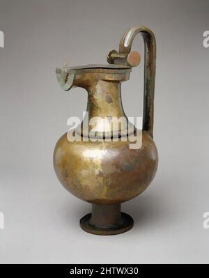 Art inspired by Bronze jug, Archaic, ca. 6th–early 5th century B.C., East Greek, Bronze, Overall: 15 1/4 x 9 1/4 x 8in. (38.7 x 23.5 x 20.3cm), Bronzes, This exceptionally well-preserved, lidded jug with a strainer at the spout is of a rare type. It relates to the Archaic bronze, Classic works modernized by Artotop with a splash of modernity. Shapes, color and value, eye-catching visual impact on art. Emotions through freedom of artworks in a contemporary way. A timeless message pursuing a wildly creative new direction. Artists turning to the digital medium and creating the Artotop NFT Stock Photo