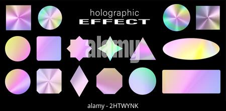 Holographic Silver shiny foil in different frames and forms Stock Vector