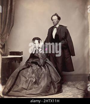 Art inspired by Senator and Mrs. James Henry Lane, 1861–66, Albumen silver print from glass negative, 22.8 × 19.7 cm (9 × 7 3/4 in.), Photographs, Senator James H. Lane of Kansas (1814-1866) was most often seen in a woolen shirt, bearskin overcoat, and straw hat. The fiercest leader of, Classic works modernized by Artotop with a splash of modernity. Shapes, color and value, eye-catching visual impact on art. Emotions through freedom of artworks in a contemporary way. A timeless message pursuing a wildly creative new direction. Artists turning to the digital medium and creating the Artotop NFT Stock Photo
